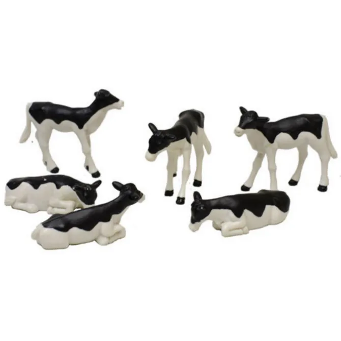 6 Black & White Standing & Lying Calves