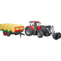 Case IH Optum 300CVX with Front Loader and Bale Trailer