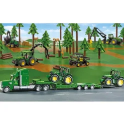 Mini John Deere Low Loader & 2 Tractors