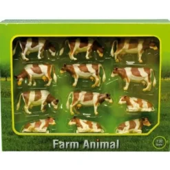 Set of 12 Brown & White Cows
