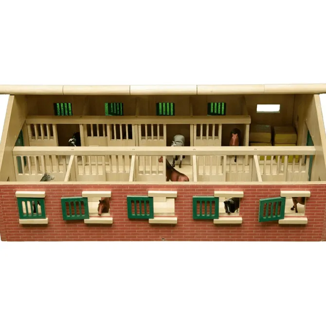 Wooden 9-Horse Stable